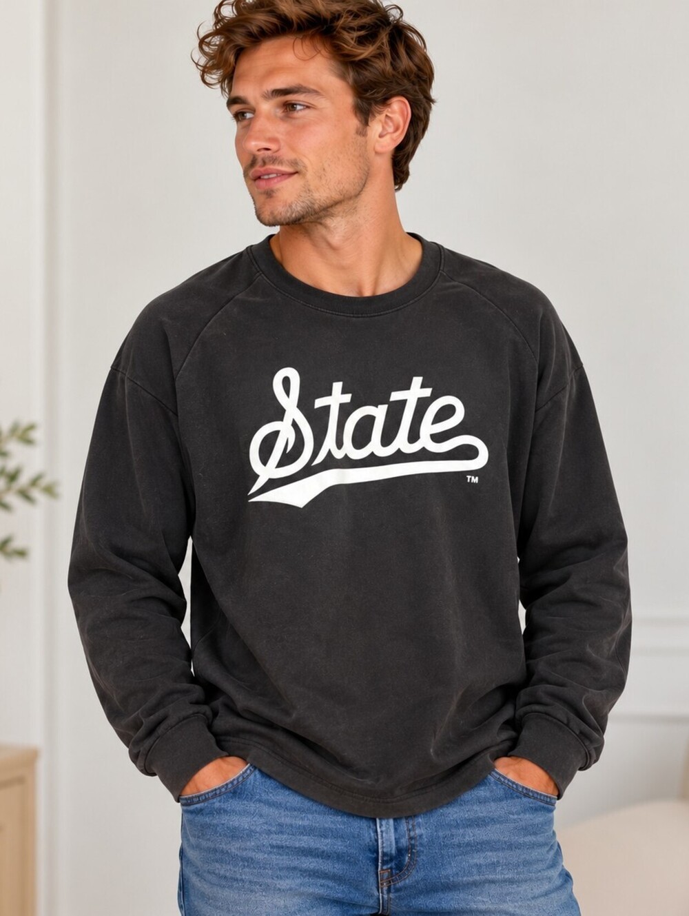 Badger Sport State Black Pullover Sweatshirt XL Unisex Men or Womens White
